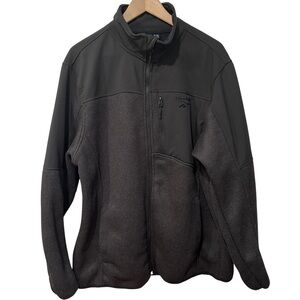 Reebok Full Zip Up Logo Jacket Black XLarge Pockets Mixed Media Athleisure NWOT